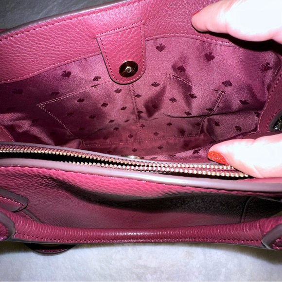 Kate Spade ♠️ JACKSON MEDIUM TRIPLE COMPARTMENT SATCHEL & MATCHING WALLET berry - Picture 12 of 15